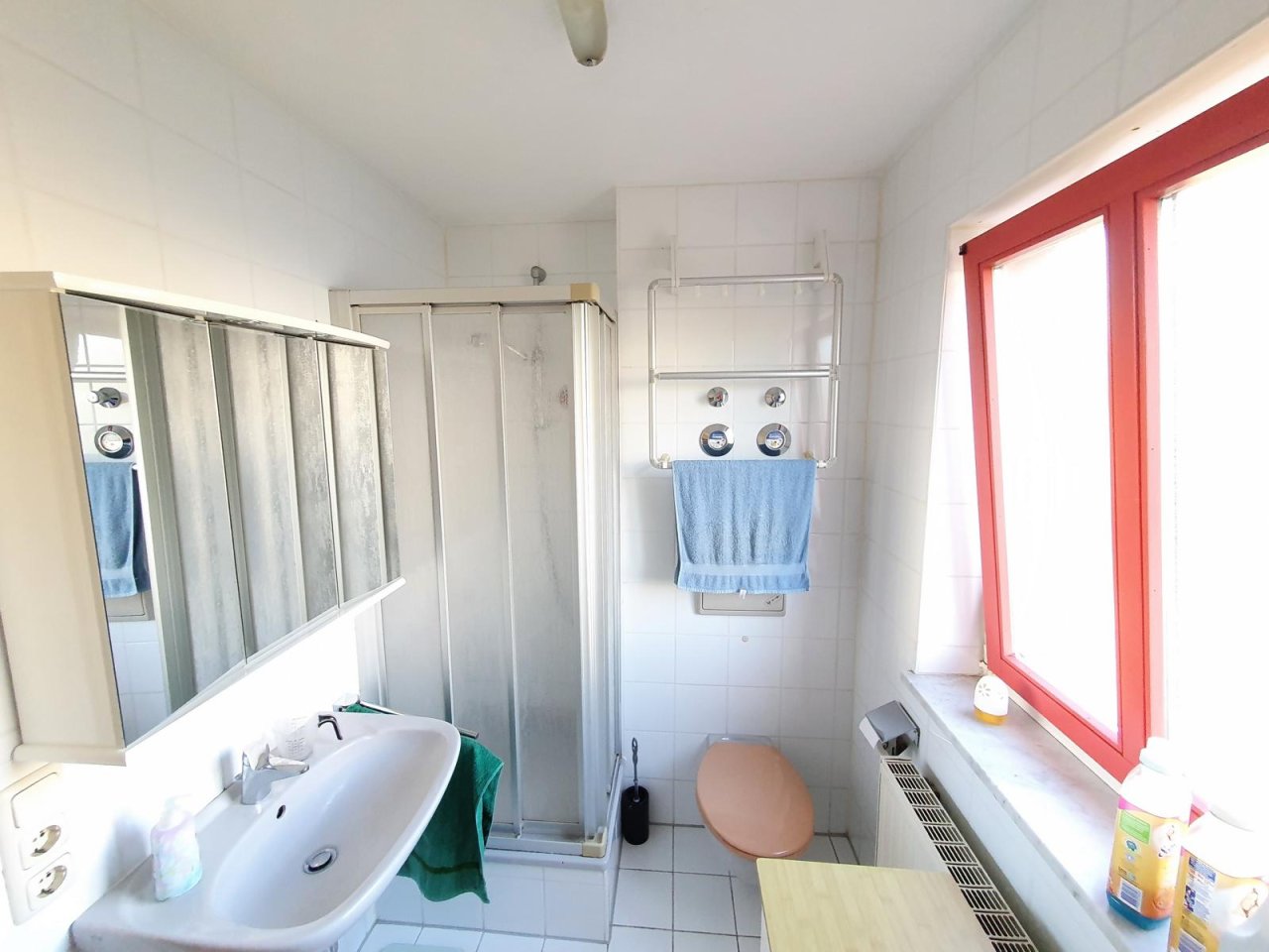 Tageslicht-Bad mit Dusche/WC und Waschmaschinenanschluss